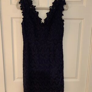 Elegant Navy Lace Dress